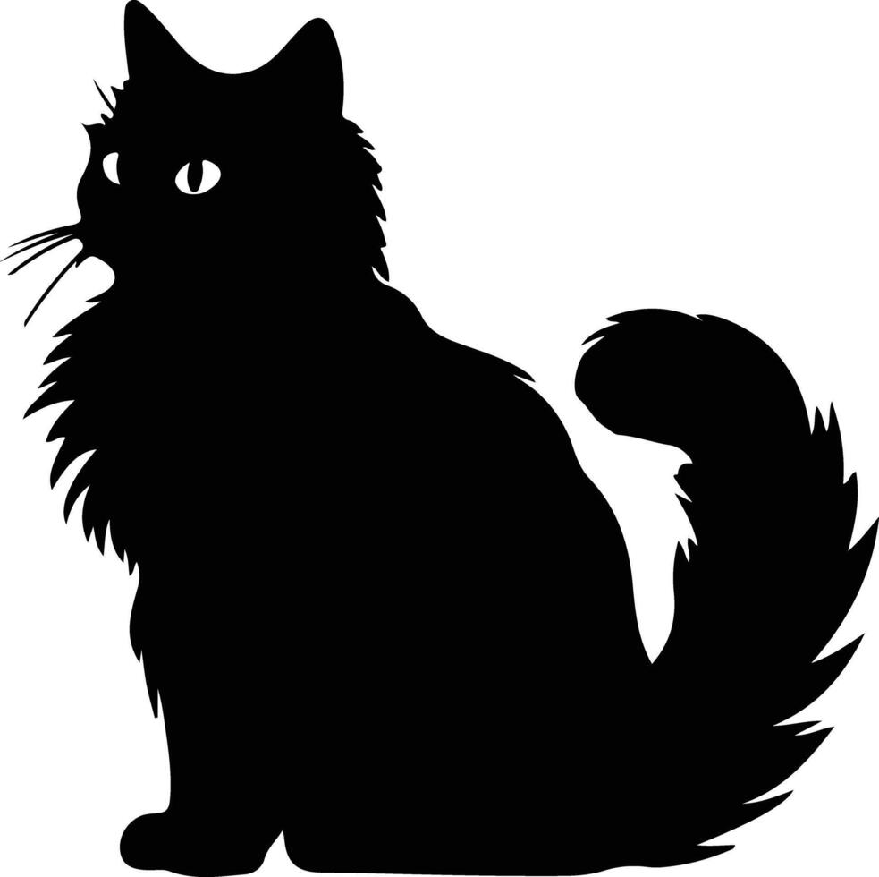 bambola di pezza gatto nero silhouette vettore