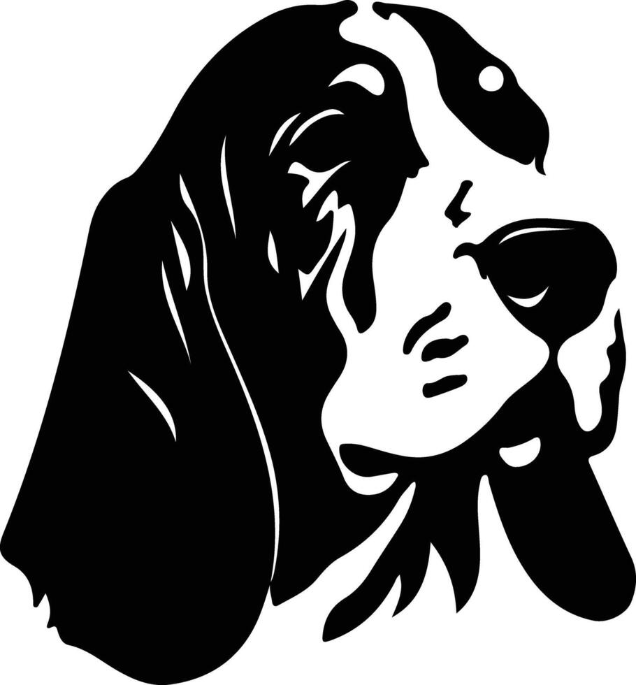 bassetto cane da caccia silhouette ritratto vettore