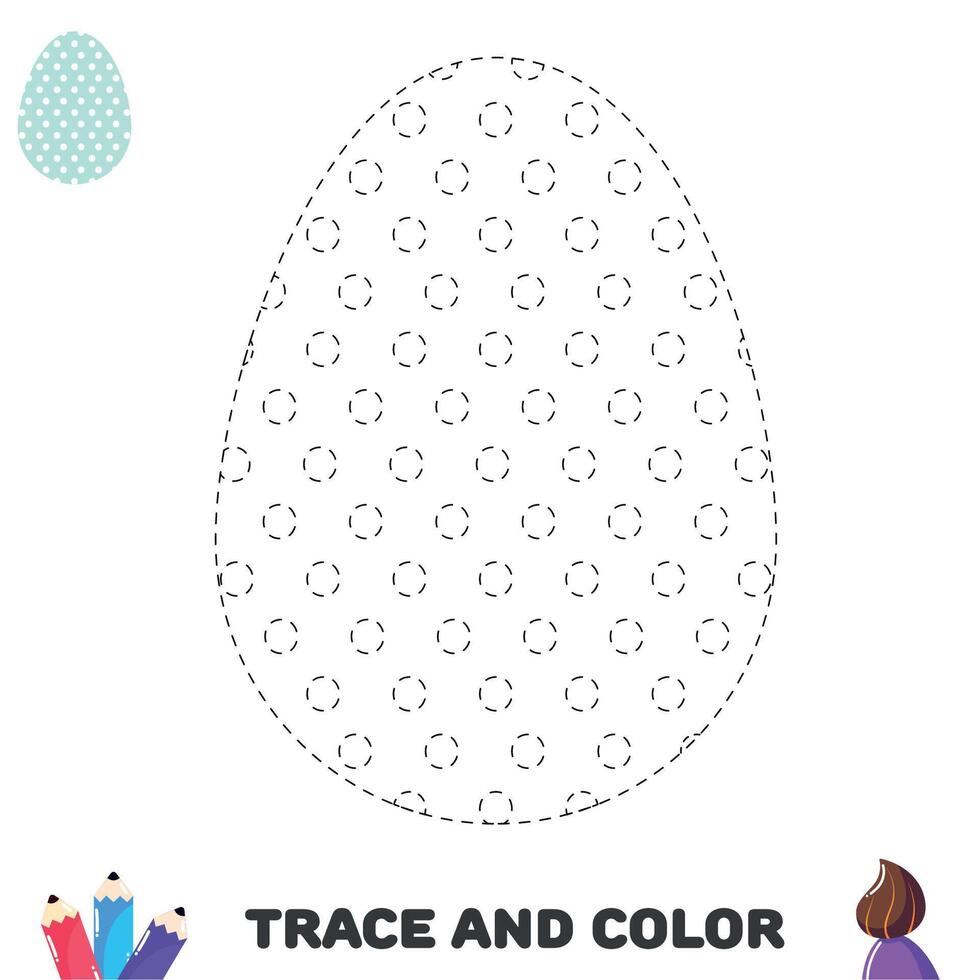 tracciare e colore uovo con cerchi e punti. grafia pratica per bambini. attività tempo libero pagina per bambini in età prescolare vettore