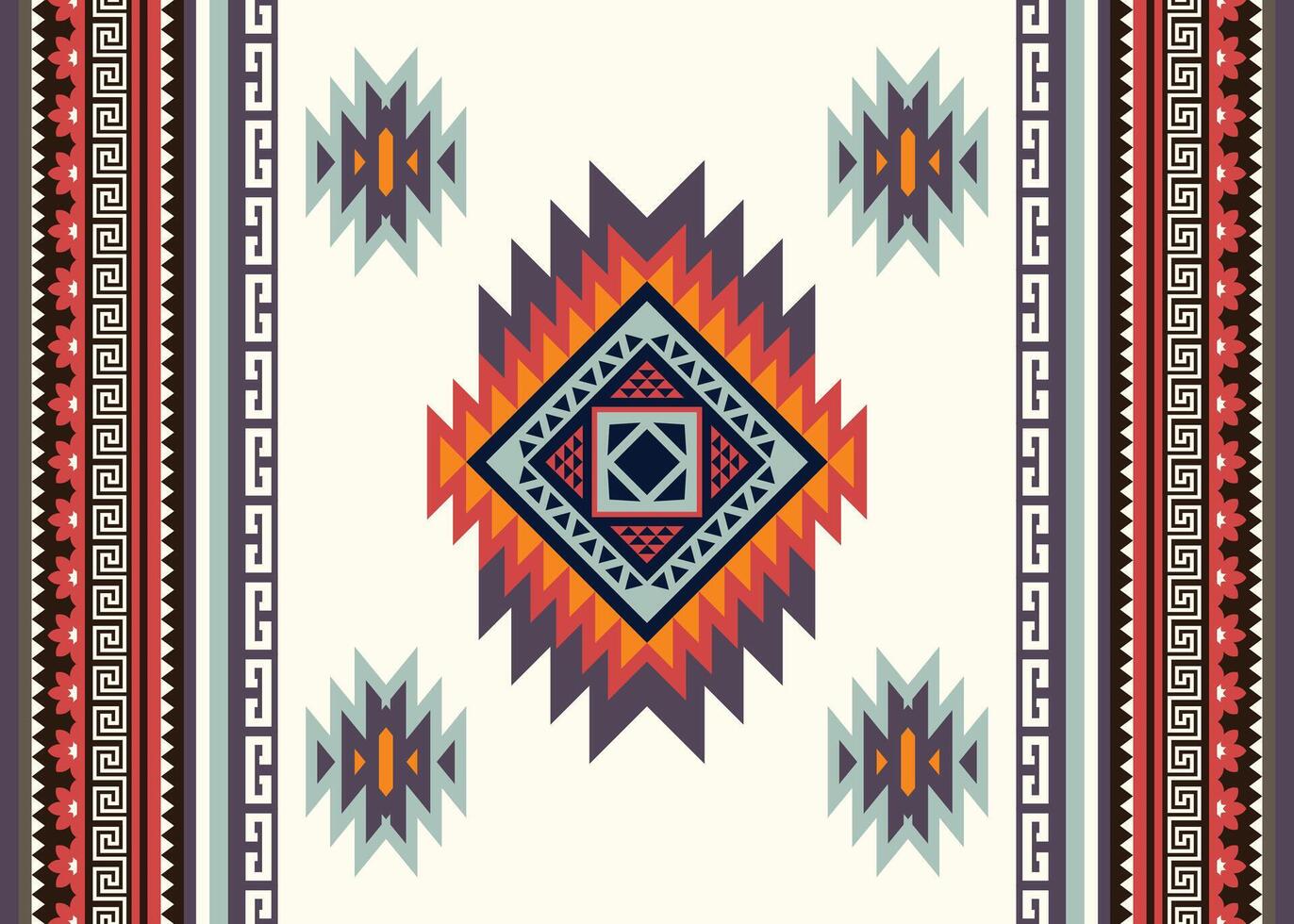 azteco tribale geometrico etnico senza soluzione di continuità modello. Vintage ▾ nativo americano etnico vettore sfondo. tradizionale ornamento retrò stile. design tessile, tessuto, vestiario, tenda, tappeto, ornamento, avvolgere.