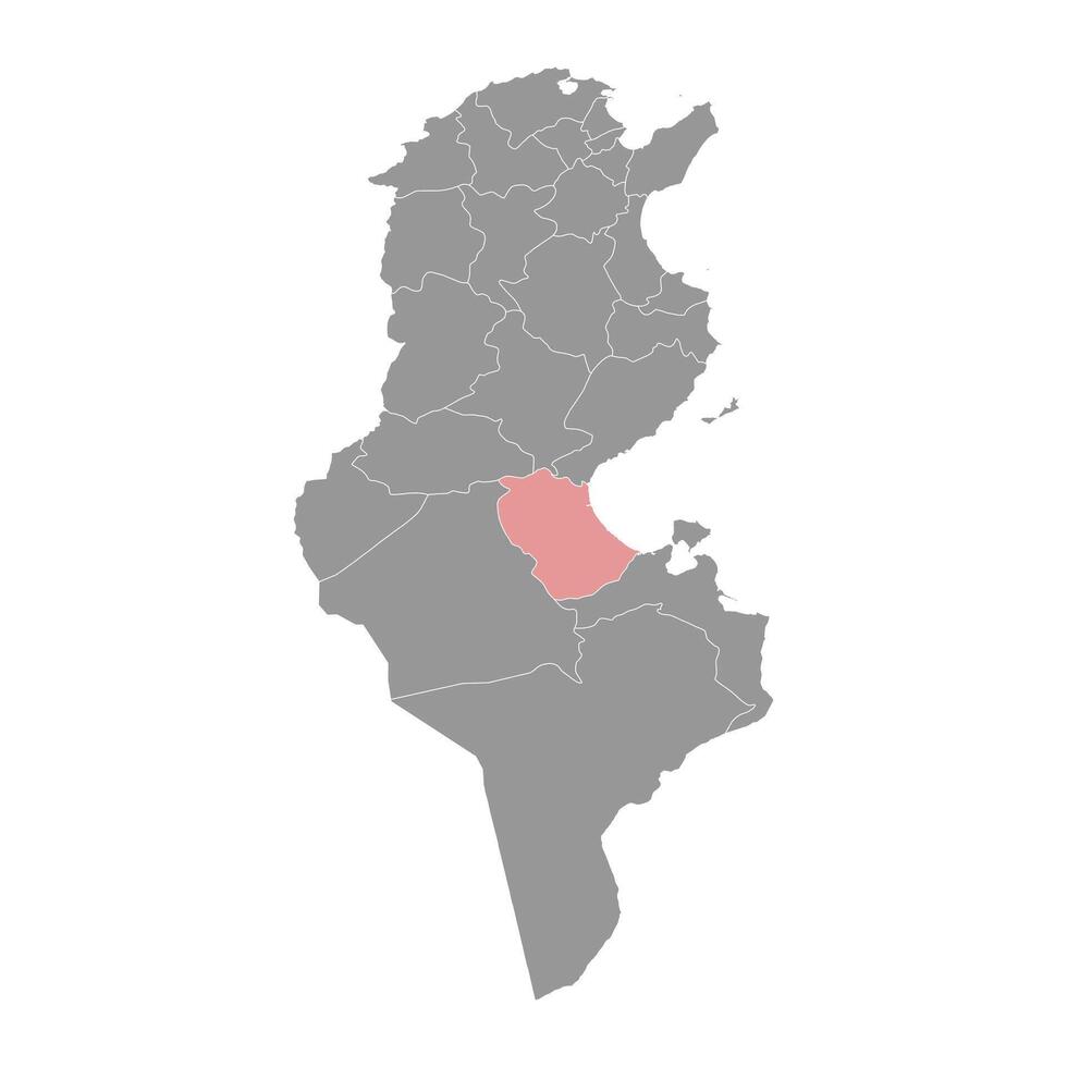gabè governatorato carta geografica, amministrativo divisione di tunisia. vettore illustrazione.