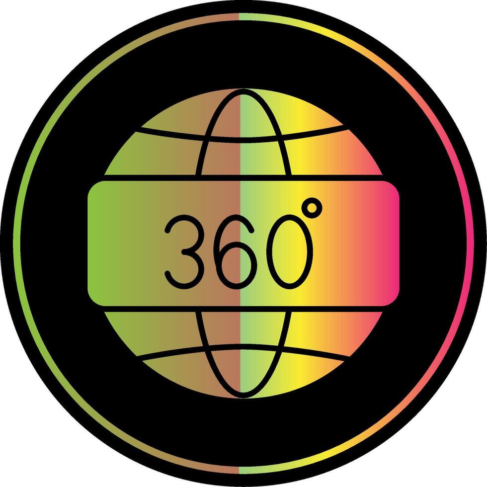 360 Visualizza glifo dovuto colore icona vettore
