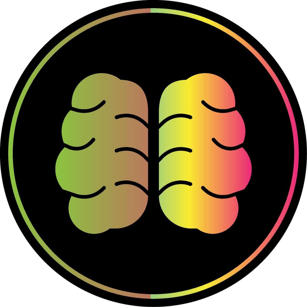 cervello glifo dovuto colore icona vettore