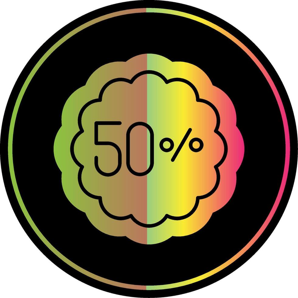 50 per cento glifo dovuto colore icona vettore