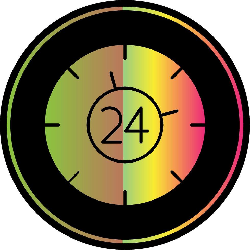 24 ore glifo dovuto colore icona vettore