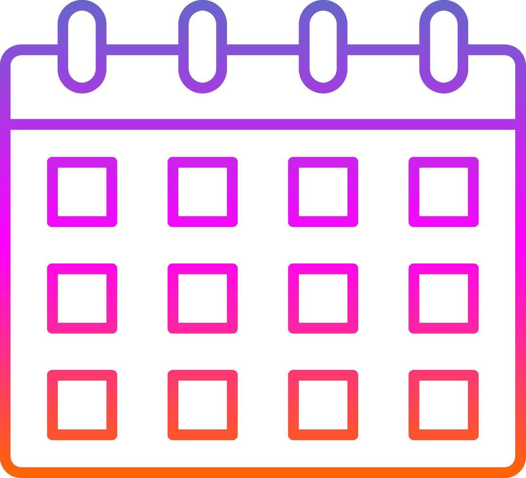 icona del gradiente della linea del calendario vettore