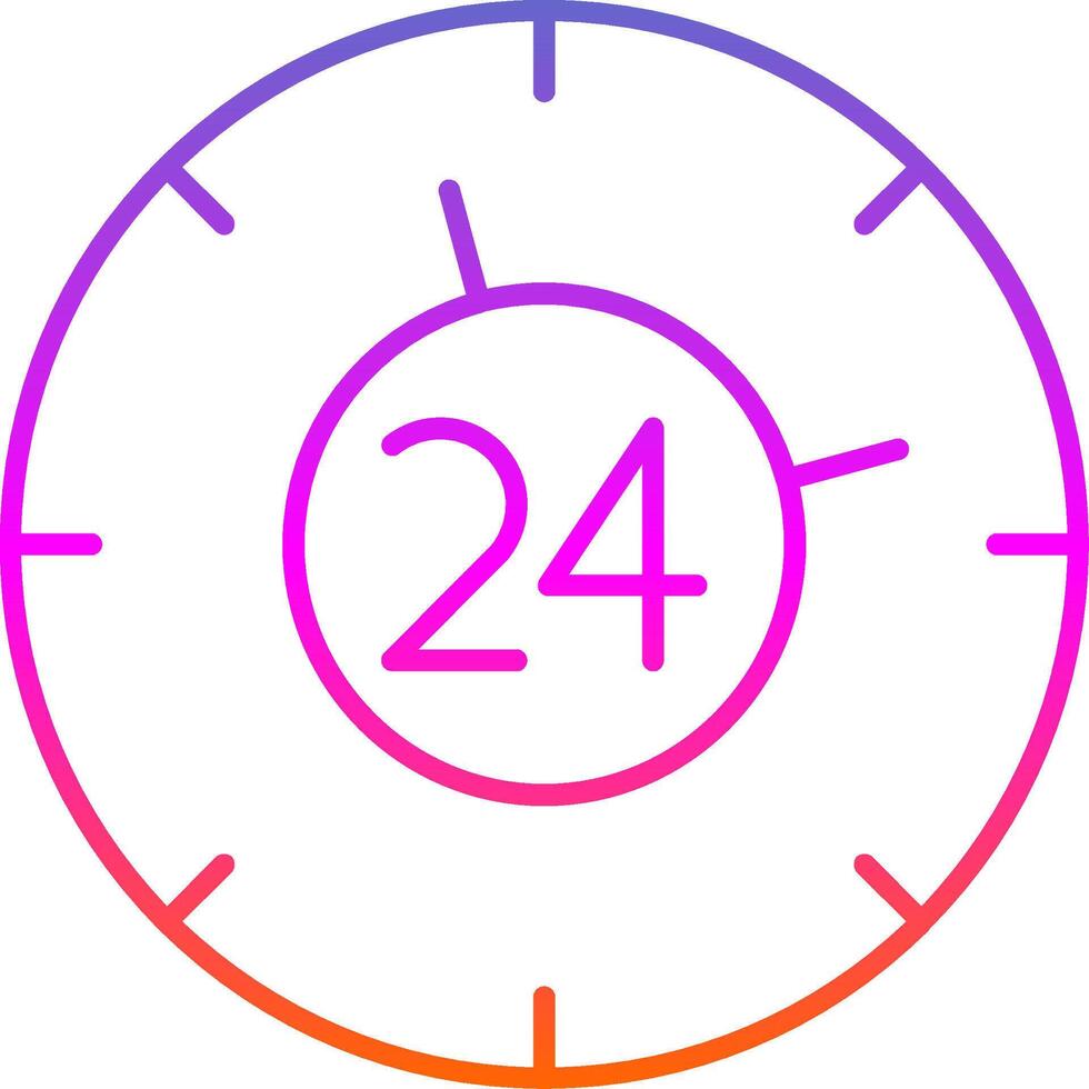 Icona del gradiente di linea 24 ore vettore