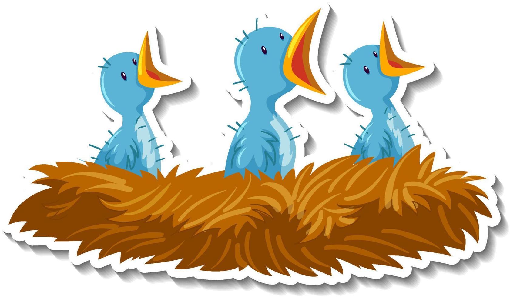 cartone animato uccellini nel nido vettore