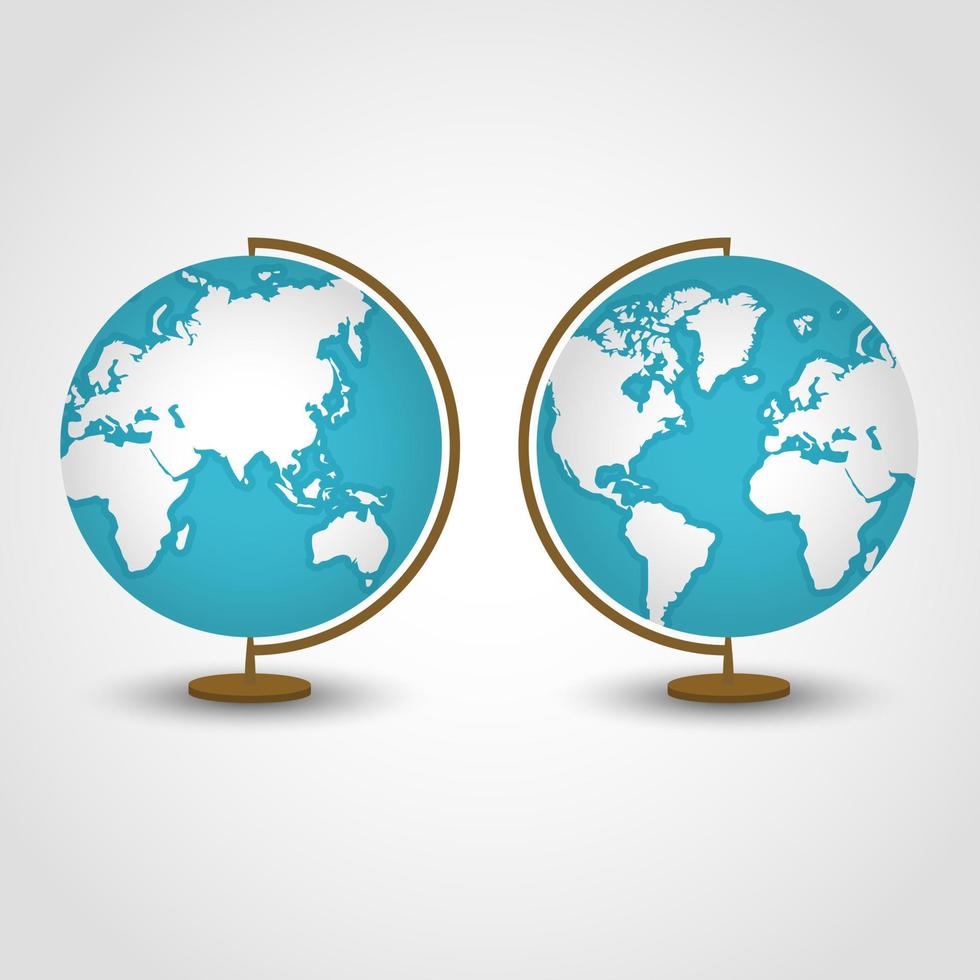 illustrazione di due globo su sfondo isolato. progettazione dell'illustrazione dell'icona di educazione del globo vettore