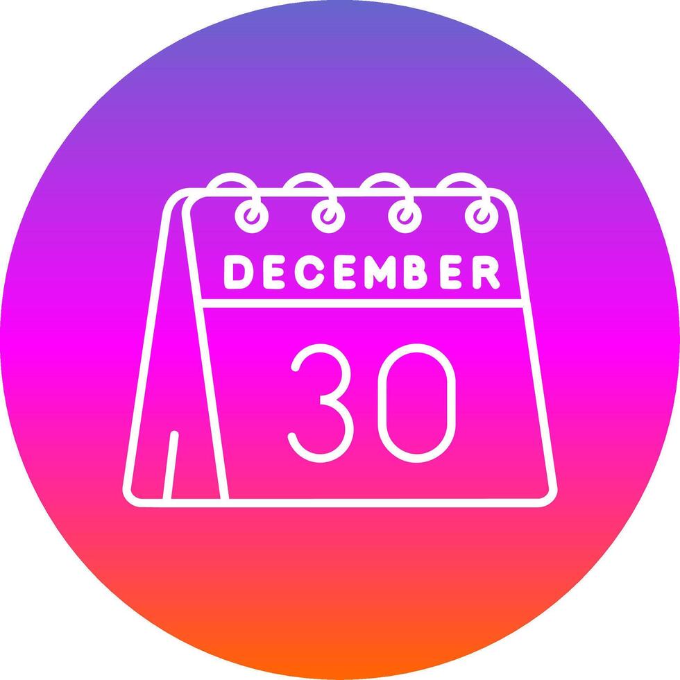 30 di dicembre linea pendenza cerchio icona vettore