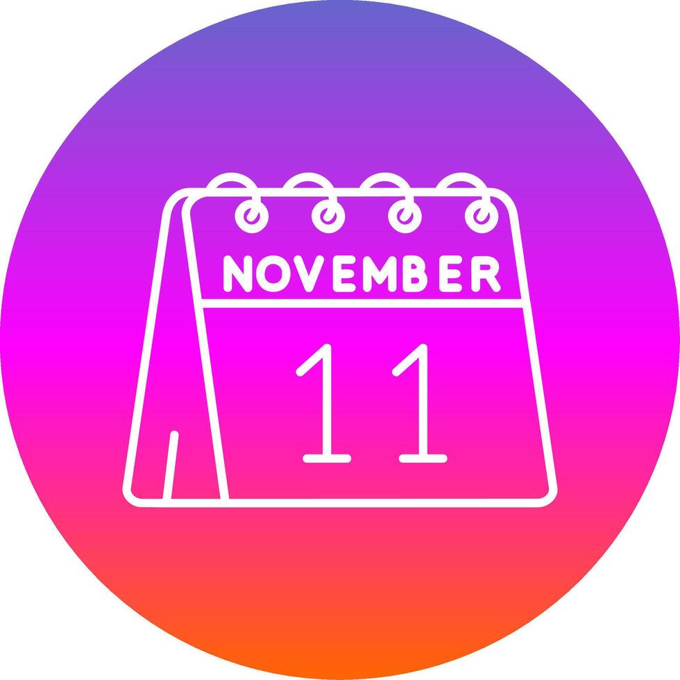 11 ° di novembre linea pendenza cerchio icona vettore