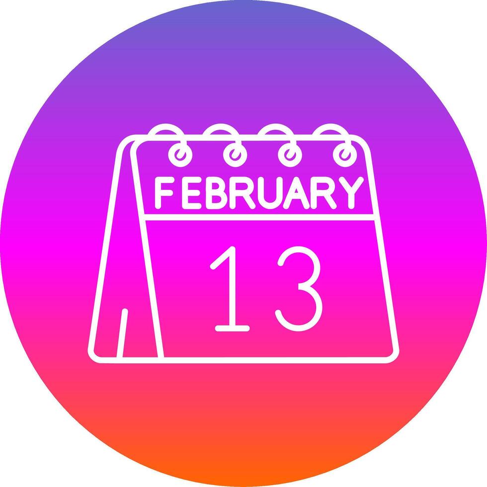 13 ° di febbraio linea pendenza cerchio icona vettore