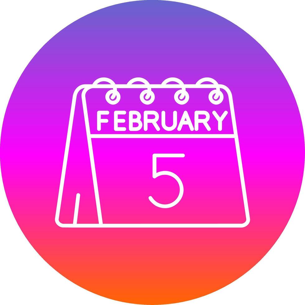5 ° di febbraio linea pendenza cerchio icona vettore