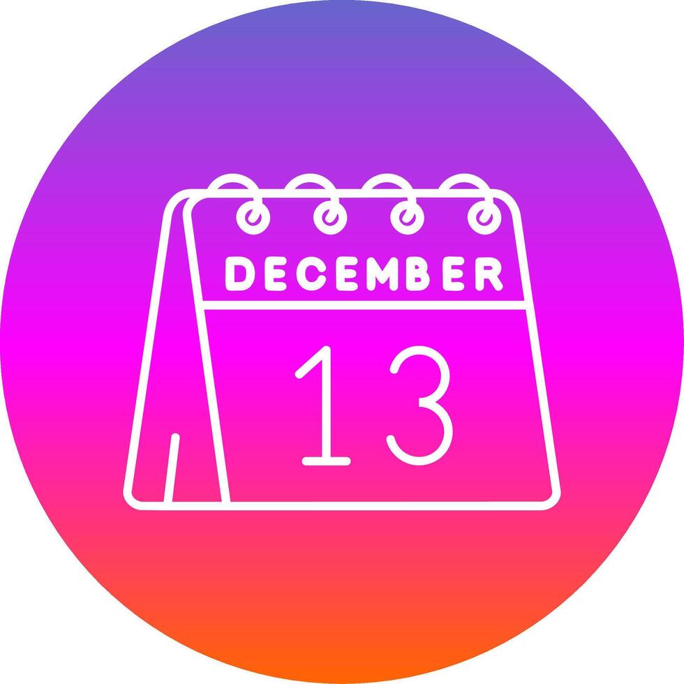 13 ° di dicembre linea pendenza cerchio icona vettore