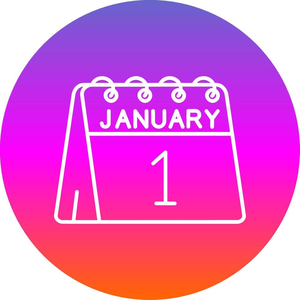 1 ° di gennaio linea pendenza cerchio icona vettore