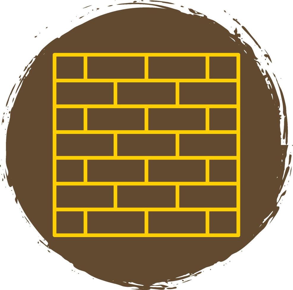 muro di mattoni linea cerchio giallo icona vettore
