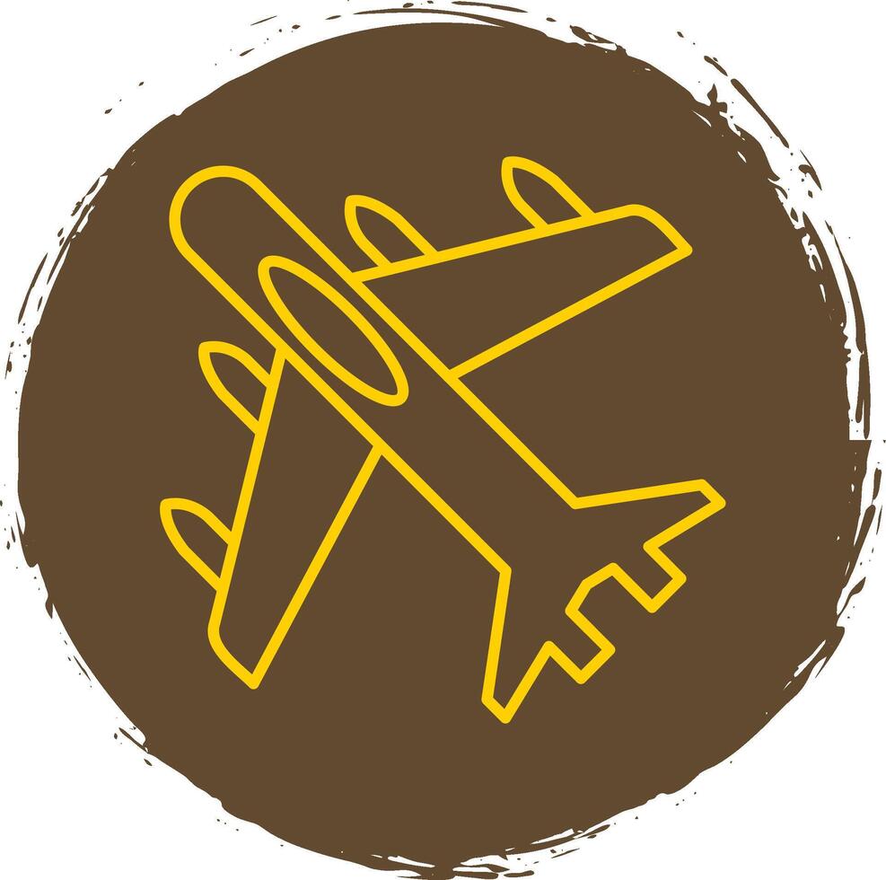 Jet aereo linea cerchio giallo icona vettore
