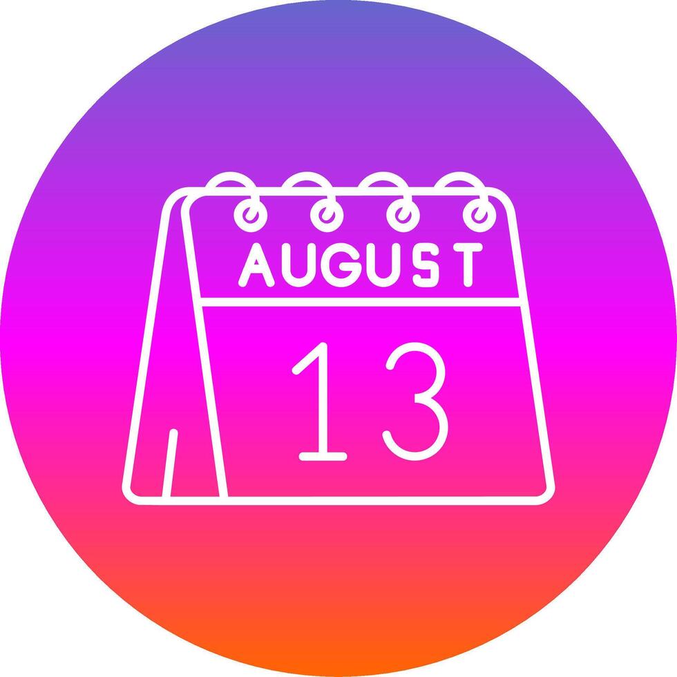 13 ° di agosto linea pendenza cerchio icona vettore