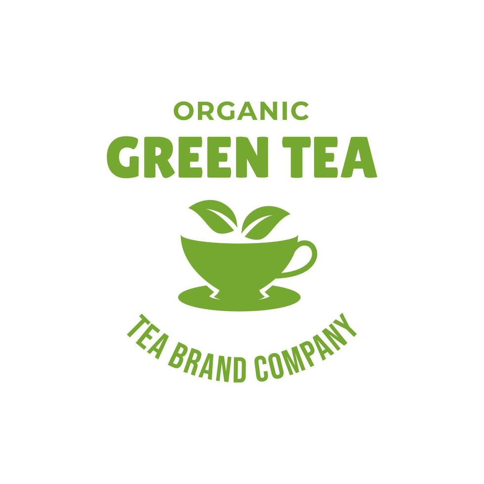 naturale verde tè tazza per logo design concetto modificabile. vettore