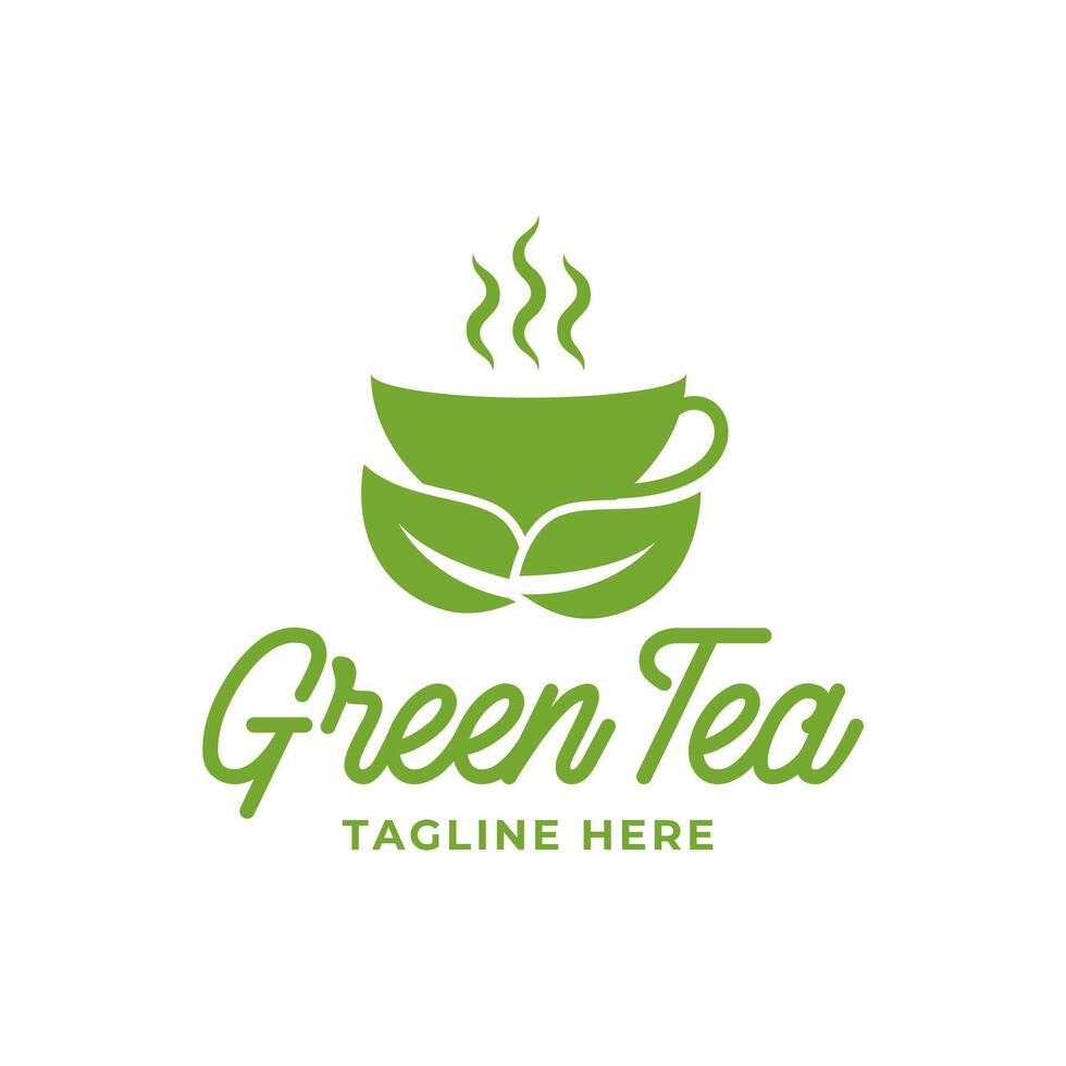 naturale verde tè tazza per logo design concetto modificabile. vettore