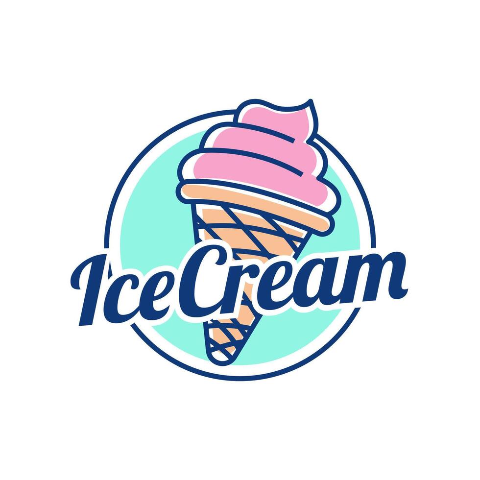 ghiaccio crema logo design. ghiaccio crema negozio logo badge e etichette, gelateria segni. vettore