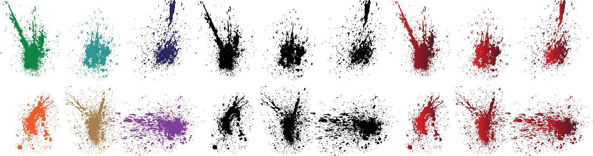 arancia, viola, rosso, Grano, Nero, verde colore spazzola ictus sangue dipingere schizzare mano disegnato vettore impostato