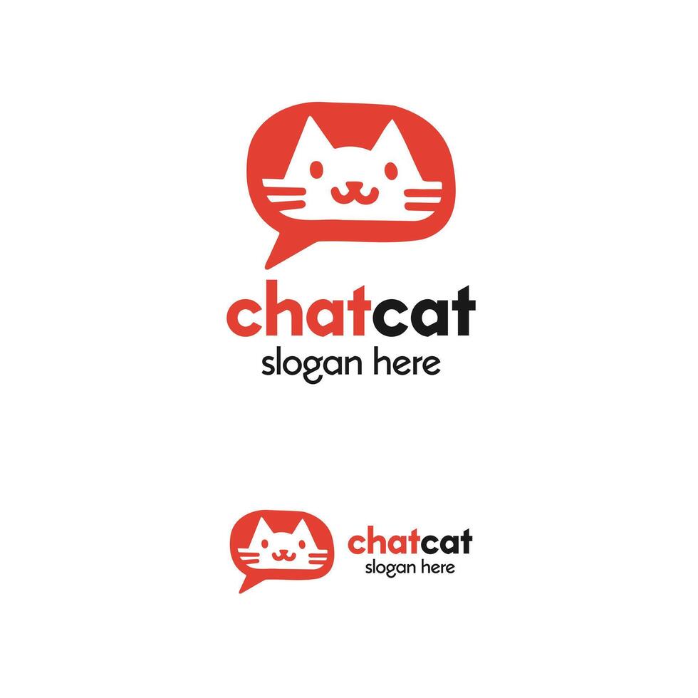 chatcat marca logo con un' stilizzato gatto dentro un' discorso bolla vettore