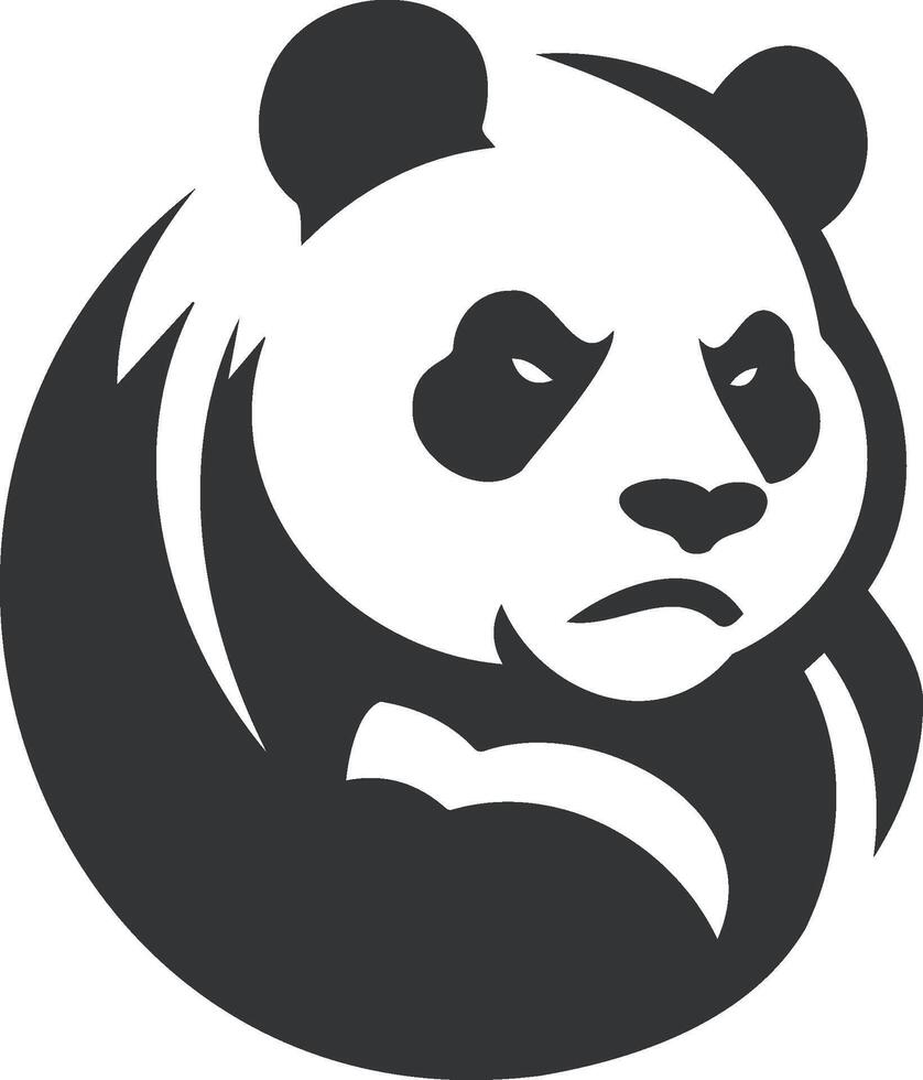 monocromatico stilizzato panda logo design su un' pulito bianca sfondo vettore