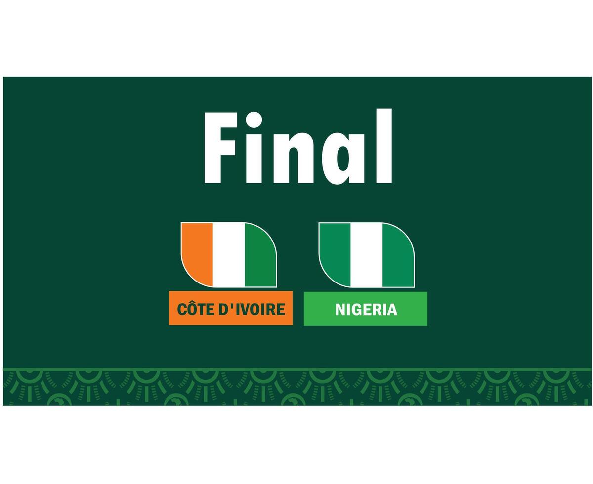 Nigeria e avorio costa bandiere nastro finale africano nazioni 2023 emblemi squadre paesi africano calcio simbolo logo design vettore illustrazione