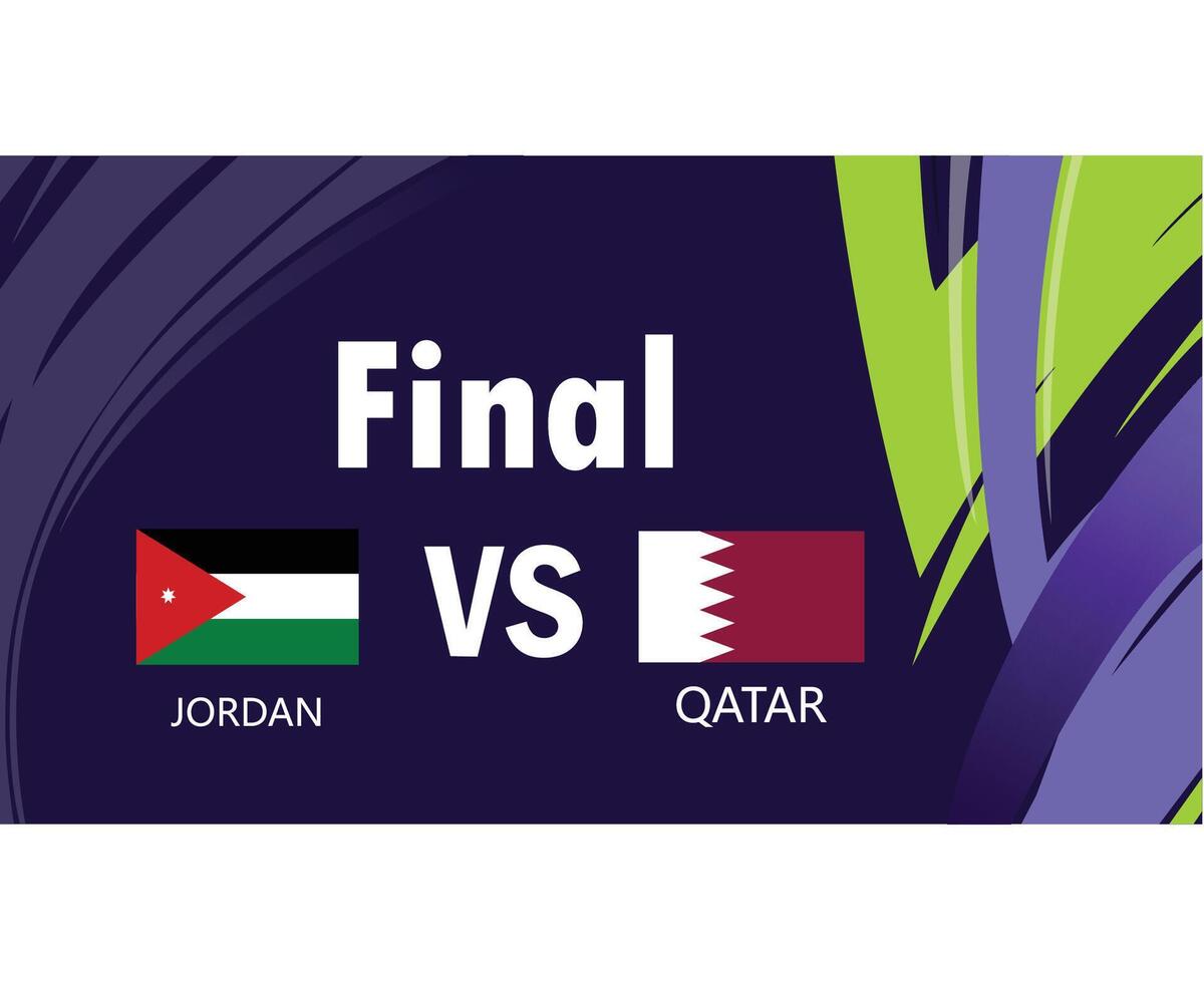 giordania e Qatar bandiere incontro finale asiatico nazioni 2023 emblemi squadre paesi asiatico calcio simbolo logo design vettore illustrazione
