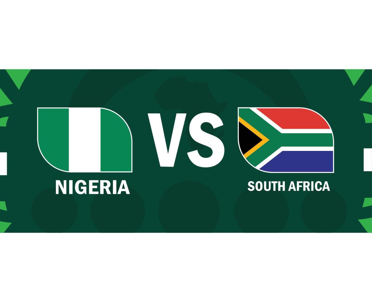 Nigeria e Sud Africa bandiere incontro africano nazioni 2023 emblemi squadre paesi africano calcio simbolo logo design vettore illustrazione
