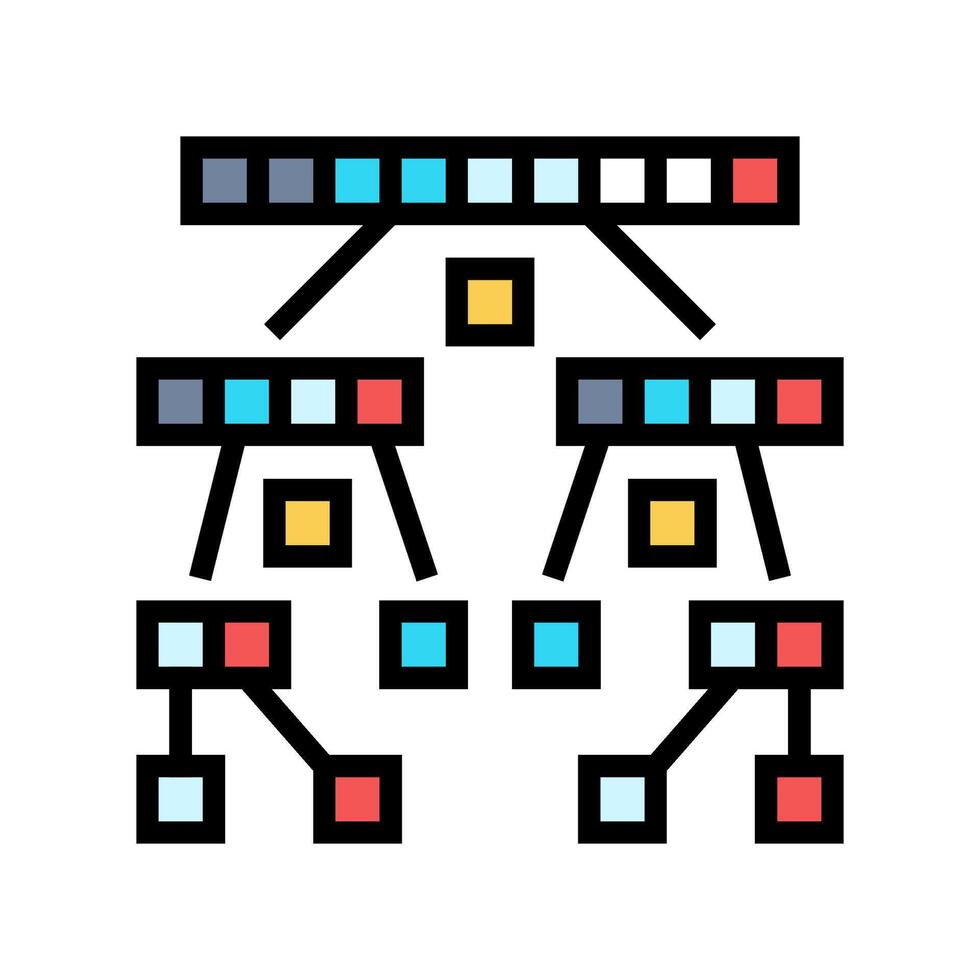 Quicksort algoritmo colore icona vettore illustrazione