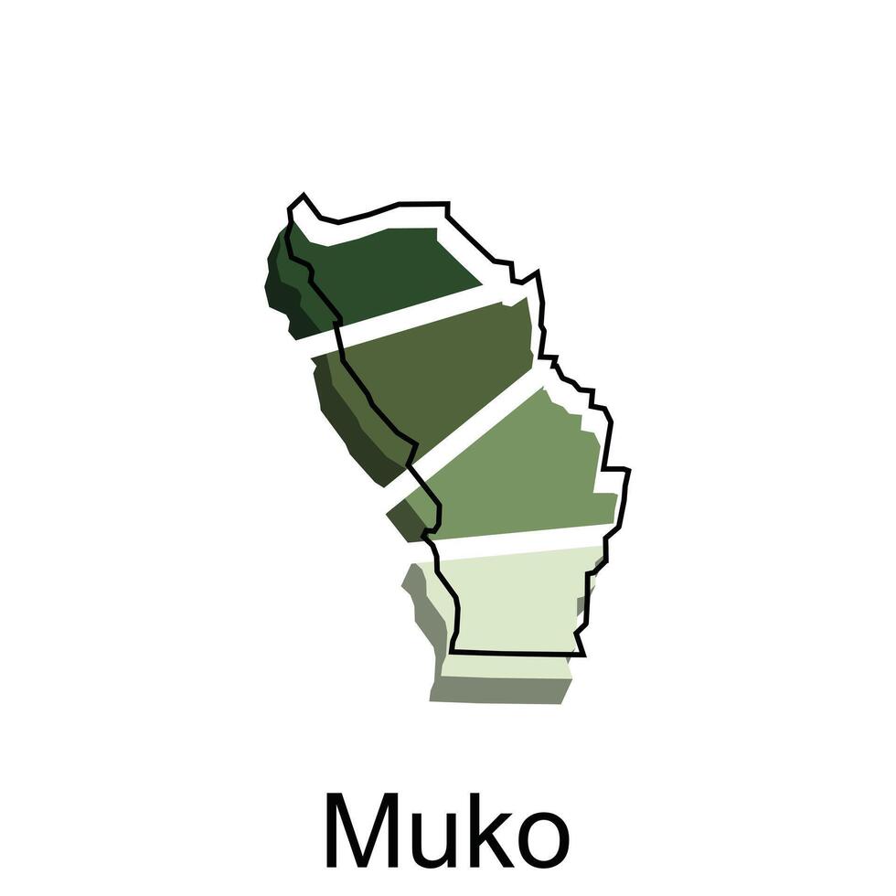 carta geografica città di muko design modello, mondo carta geografica internazionale vettore modello con schema grafico schizzo stile isolato su bianca sfondo