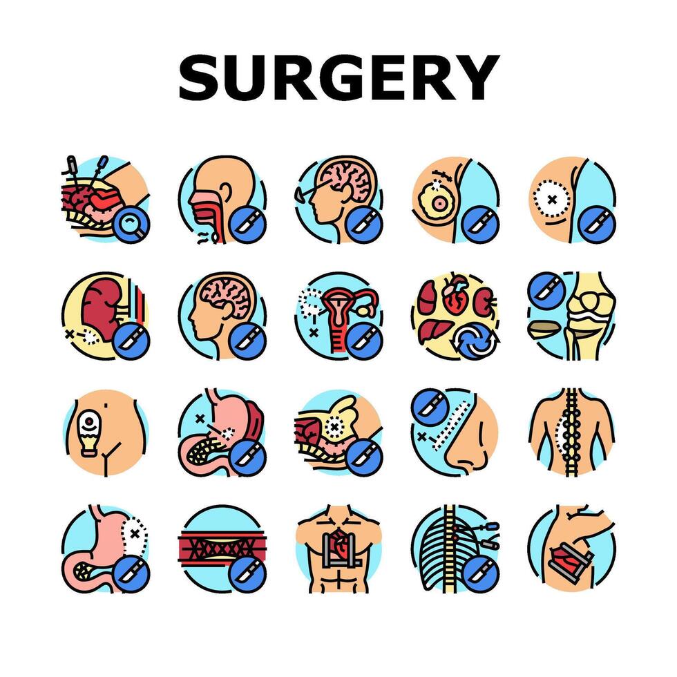 chirurgia ospedale Salute icone impostato vettore
