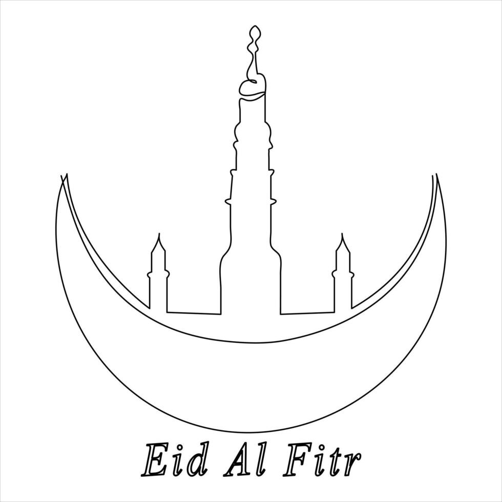 continuo singolo linea tradizionale contento eid al Fitr arte disegno vettore stile illustrazione