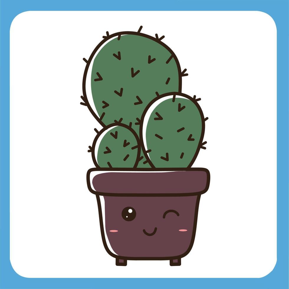 vettore illustrazione di carino cactus con bianca sfondo, cactus piatto icona, seduta cactus pianta