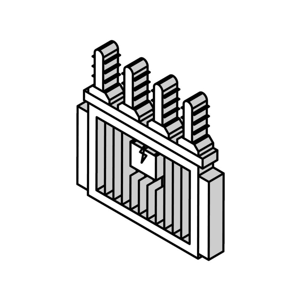 elettrico sottostazione elettrico ingegnere isometrico icona vettore illustrazione