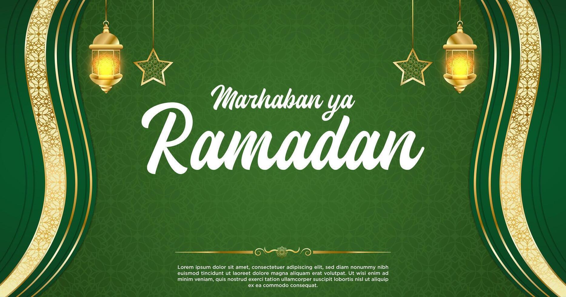 vettore verde lusso Ramadan kareem bandiera modello