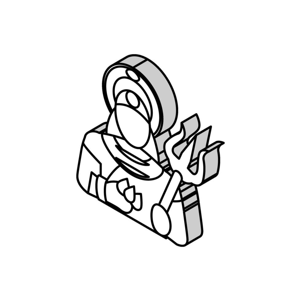 Durga tridente trishul isometrico icona vettore illustrazione