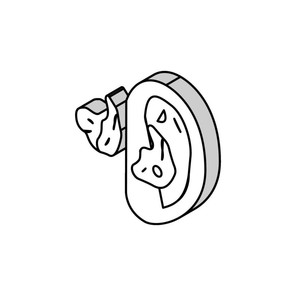 orecchio muffa audiologo medico isometrico icona vettore illustrazione