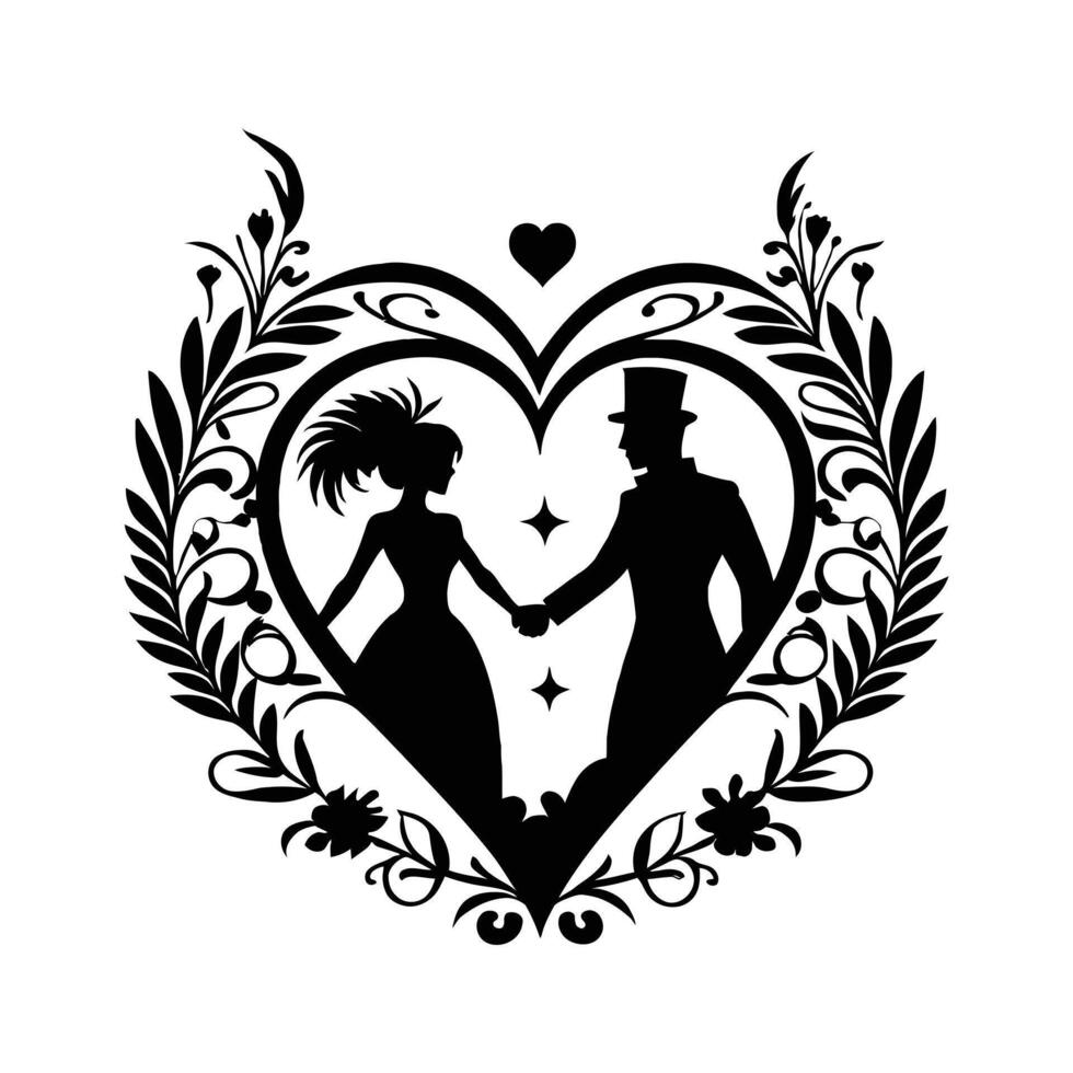 incantevole romanza San Valentino giorno vettore silhouette amore Immagine.