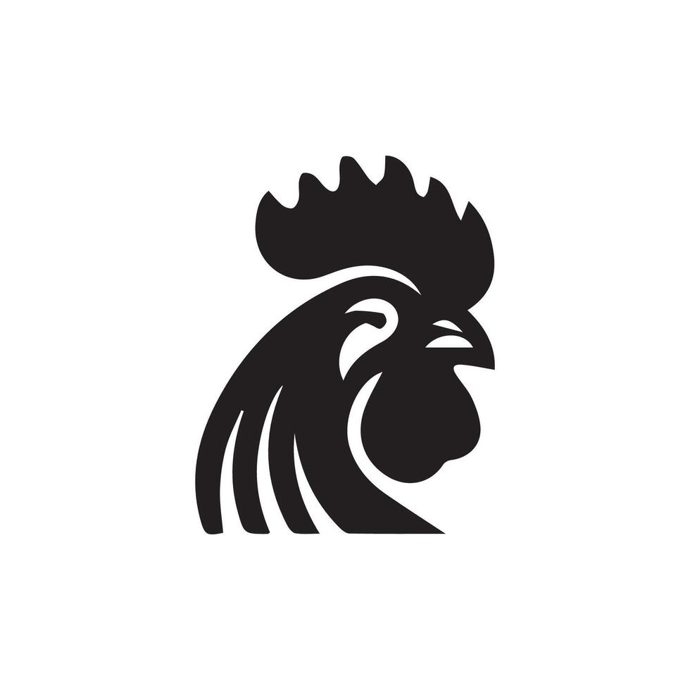 semplice nero pollo testa logo, pollo icona vettore