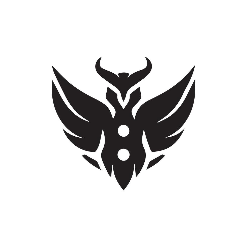 Fenice uccello portafortuna logo gioco vettore illustrazione