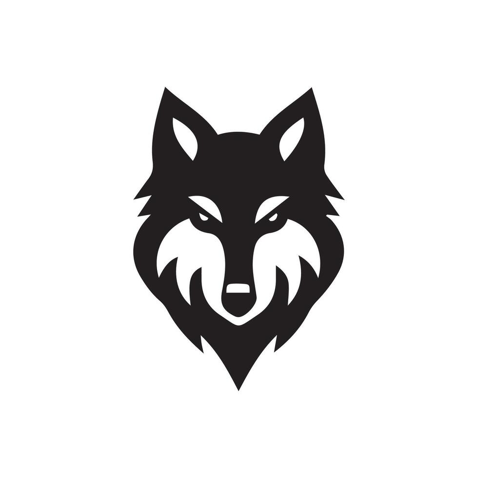 lupo testa illustrazione logo design. lupo portafortuna vettore