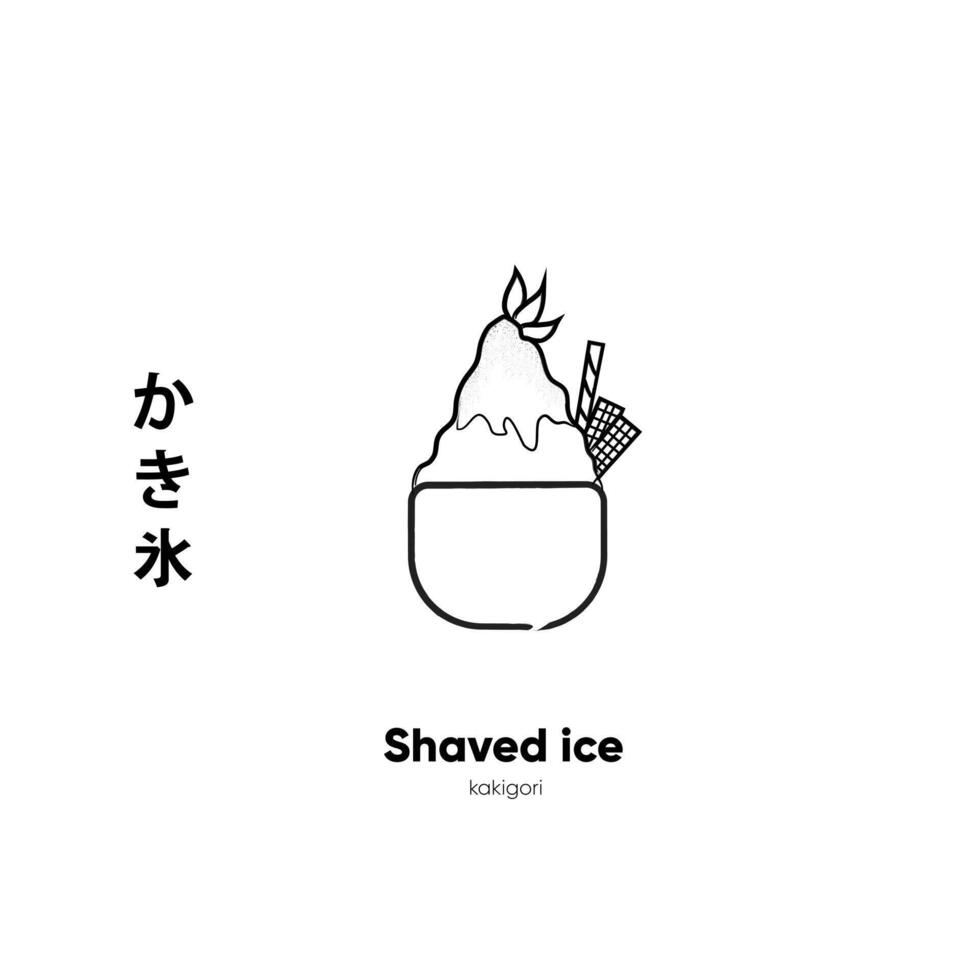 giapponese rasato ghiaccio illustrazione icona. Kakigori dolce cibo icona Giappone vettore