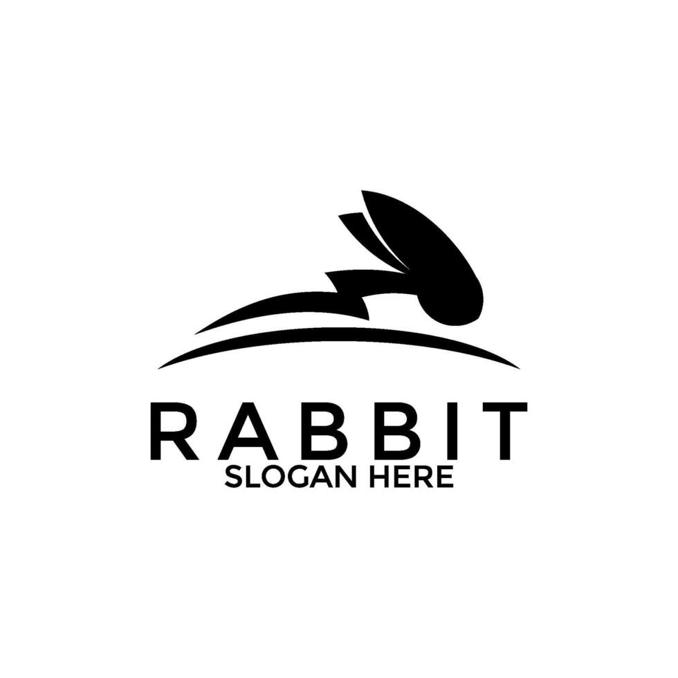 coniglio veloce logo modello vettore icona simbolo illustrazione, coniglio con fulmine logo