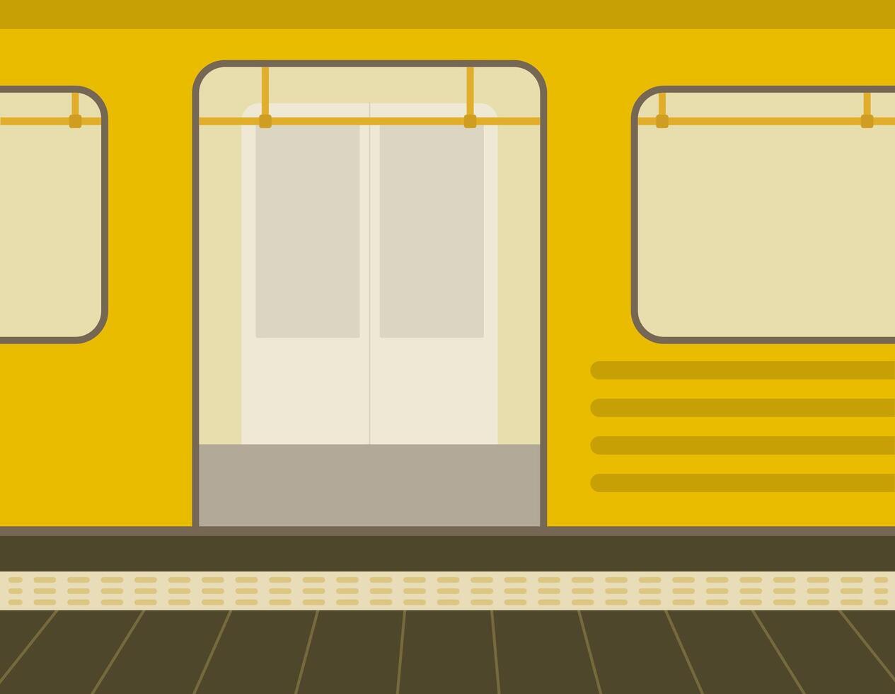 cartone animato colore vuoto treno su metropolitana stazione piattaforma. vettore