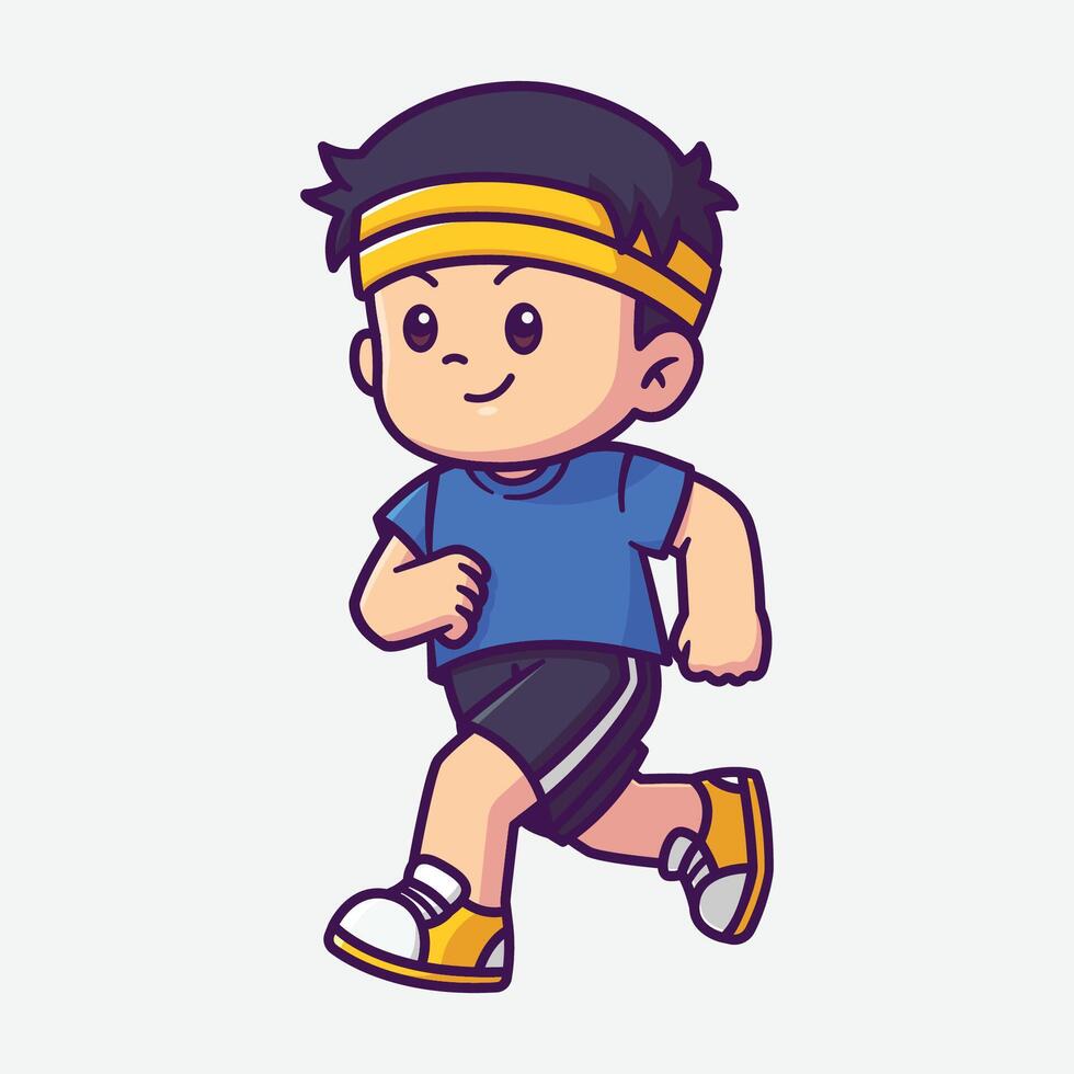 carino bambini jogging cartone animato personaggio vettore