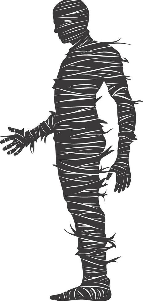 ai generato silhouette mummia a piedi il Egitto mitico creatura nero colore solo vettore