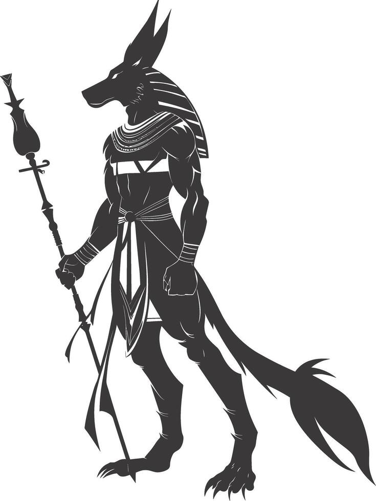 silhouette anubis il Egitto mitico creatura nero colore solo vettore